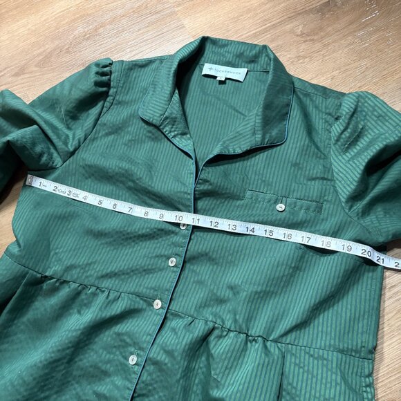 Tuckernuck Florence Shirt Dress size L large green stripe blue mini long sleeve - Picture 10 of 12